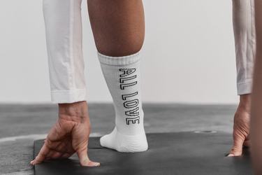 Nobull Crew All Love Women's Socks White | Australia (CO2936)